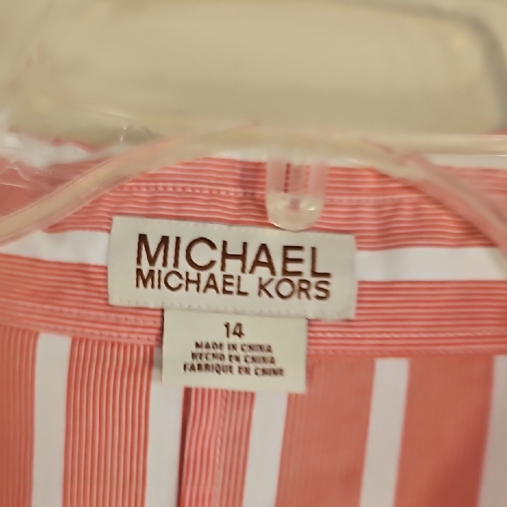 Michael Kors Women's Striped Button-Up Shirt Size 14 - Picture 4 of 6